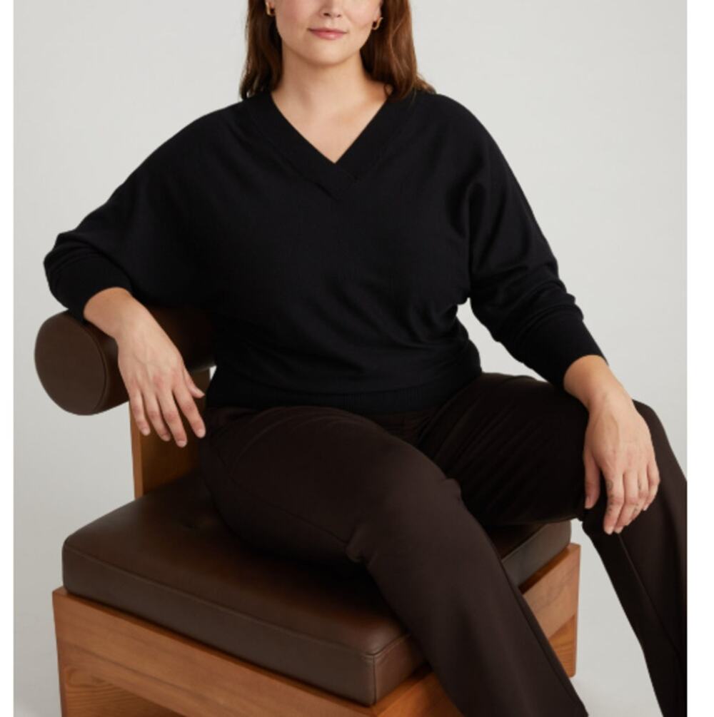 UNIVERSAL STANDARD Women's Black Savvy Fine Knit Sweater Blouse Size 4XS / 0 -2